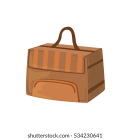 Brown Square Box Like Handbag. Item From Baggage or Bag Cartoon Collection Of Accessories