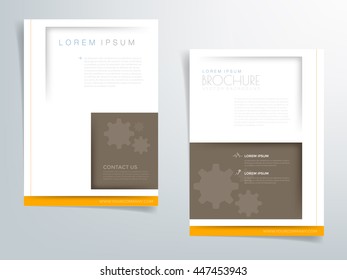 Brown square brochure template flyer background and header design with white space for text and message in A4 size , Vector