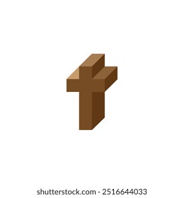 Brown and square cross. Christian cross symbol icon.