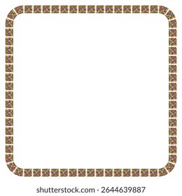 Brown square frame. Decorative tiled border. Vector geometric outline. Minimal corner design.