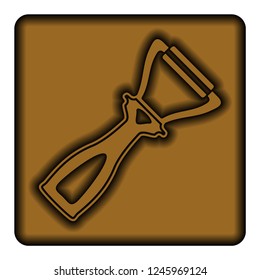Brown square icon with a symbol (knife) on a white background