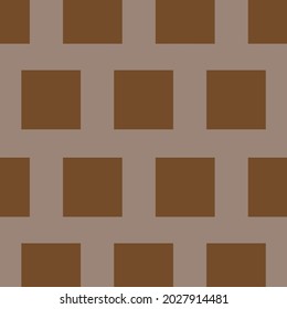 Brown square patterns on light brown background, vector decorative textile fabric