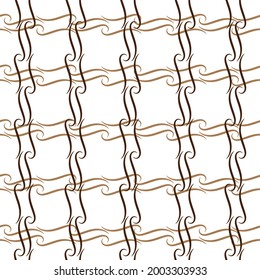 Brown square with wavy line abstract pattern. Fashion graphic design. Modern stylish texture. Modern monochrome template for prints, textiles, wrapping, wallpaper, banner. Vector illustration