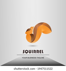 Logo volador de ardilla marrón con fondo gris