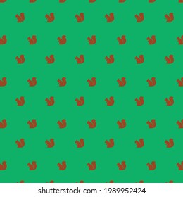 Brown squirrel patterns on green background, decorative vector