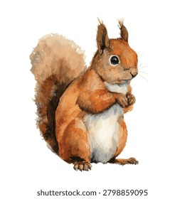 Brown squirrel standing on hind legs