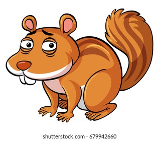 Brown squirrel with tired face illustration