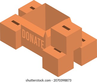 Brown stacked isometric donation box to use in your designs