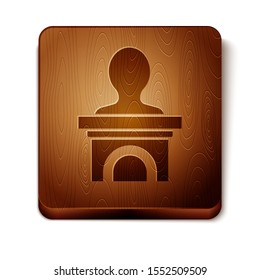Brown Stage stand or debate podium rostrum icon isolated on white background. Conference speech tribune. Wooden square button. Vector Illustration