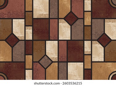 Brown stained glass pattern watercolor