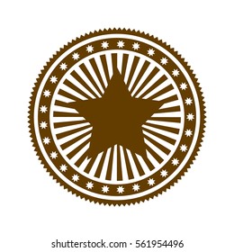 brown stamp abstract art deco emblem with star