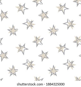 Brown Stars brush stroke seamless pattern background for fashion textiles, graphics