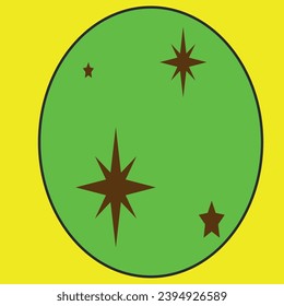brown stars inside the green moon