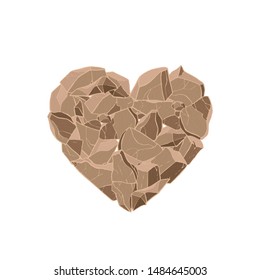 Brown stone heart. Vector illustration. Valentine day card.
