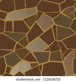 Brown Stone pavement. Seamless pattern. Road and area. Cartoon cute style illustration. Vector.