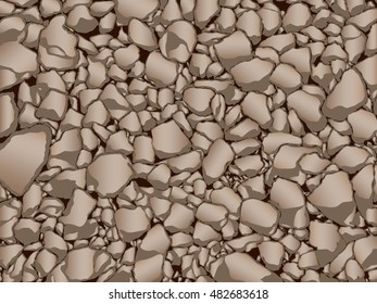 Brown Stones Granite Gravel Texture Vector Illustration.