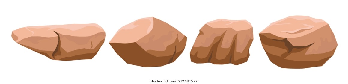 Brown stones, set of large brown rocks