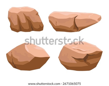 Brown stones, set of large brown rocks