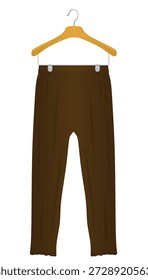 Calça de estiramento marrom no cabide. ilustração vetorial
