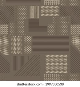 brown stripe and cream retro texture negative vector pattern on grey background