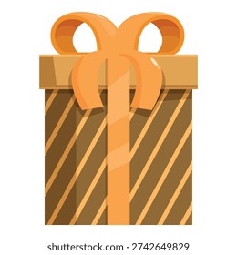 Brown striped gift box with orange ribbon, perfect for birthday, holiday, or any special occasion