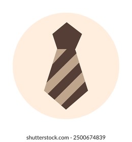 Brown Striped Necktie Icon Vector Illustration