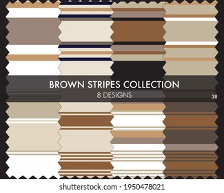 Brown striped seamless pattern collection includes 8 designs for fashion textiles, graphics