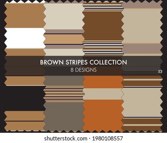 Brown striped seamless pattern collection includes 8 designs for fashion textiles, graphics