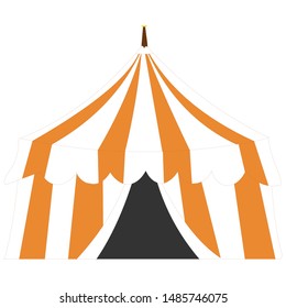 Brown Striped Tent - Cartoon Vector Image
