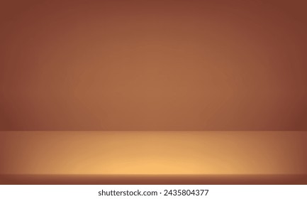 Brown studio room background. Brown empty room. Use for product display presentation, cosmetic display mockup, showcase, media banner, etc. Vector illustration.