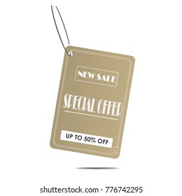 brown style New sale special offer up to 50% off price tag sticker label discount isolated