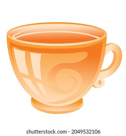 brown stylized cup with tea or coffee isolated object on white background, vector illustration, eps