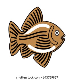 Brown stylized fish. Vector illustration.