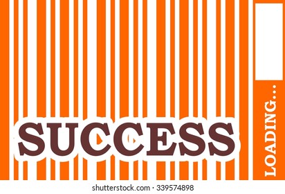 Brown success text in orange bar code. Loading bar. Relative for retail business