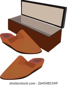 Brown suede slippers are presented outside their slightly open shoebox, inviting viewers to experience their comfort