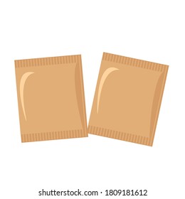 Brown sugar bags isolated on white background vector illustration. cute cartoon style.
