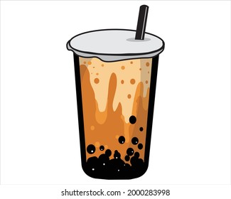 Brown Sugar Bubble Drink Vector Illustration