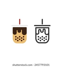 Brown Sugar Bubble Milk Tea. Vector icon for logo