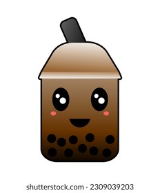 brown sugar bubble tea boba character vector