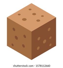 Brown Sugar Cube Icon. Isometric Of Brown Sugar Cube Vector Icon For Web Design Isolated On White Background