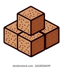 brown sugar cube sweet nature healthy flat color vector illustration template design