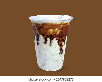 Brown Sugar Fresh Milk isolated on dark brown background.