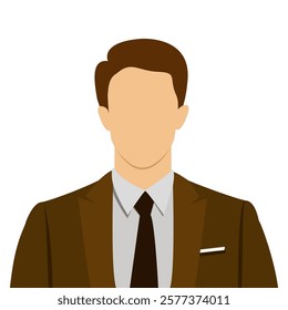 brown suit man icon, vector