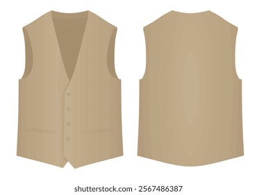 Brown suit vest. vector illustration