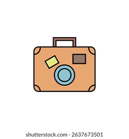 Brown Suitcase With Destination Sticker