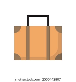 brown suitcase flat icon, bussiness bag icon, handbag icon vector design, isolated on white background. 