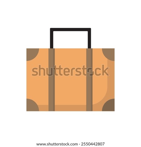 brown suitcase flat icon, bussiness bag icon, handbag icon vector design, isolated on white background. 