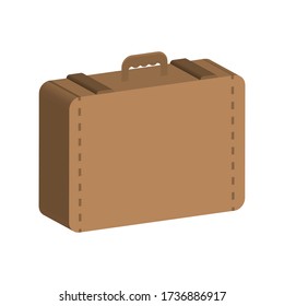  
brown suitcase with a handle.3D style. Vector stok illustration. Isolated on white bakground.