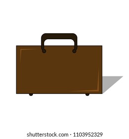 brown suitcase vector icon flat