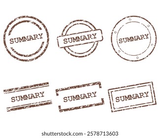 Brown summary stamps on white